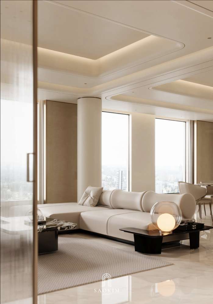 Thiết kế phòng khách chung cư cao cấp phong cách Contemporary Luxury dự án Vinhomes Symphony - Vẻ đẹp của sự tinh tế vượt thời gian